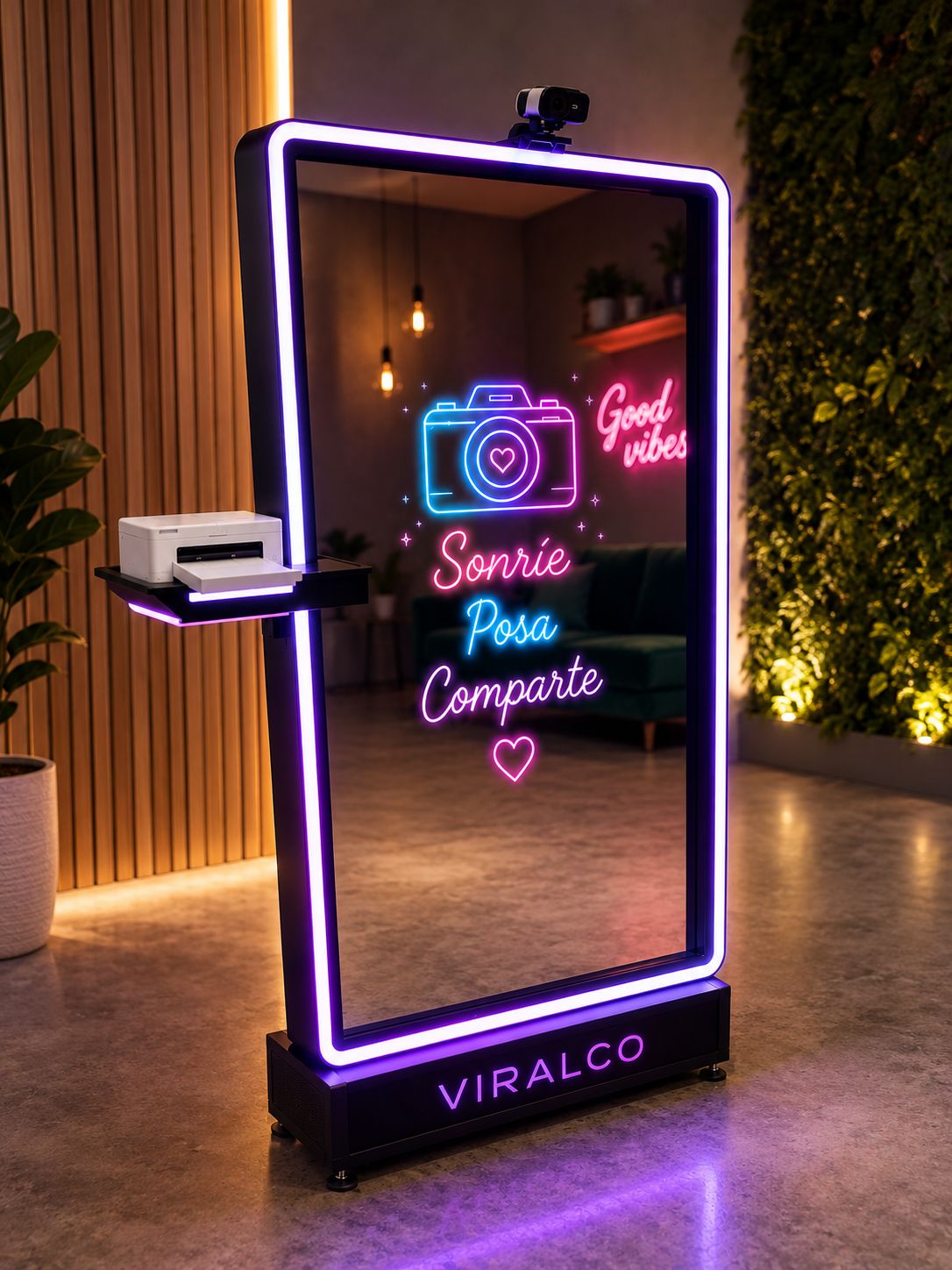 Espejo magico Viralco con pantalla tactil y marco iluminado